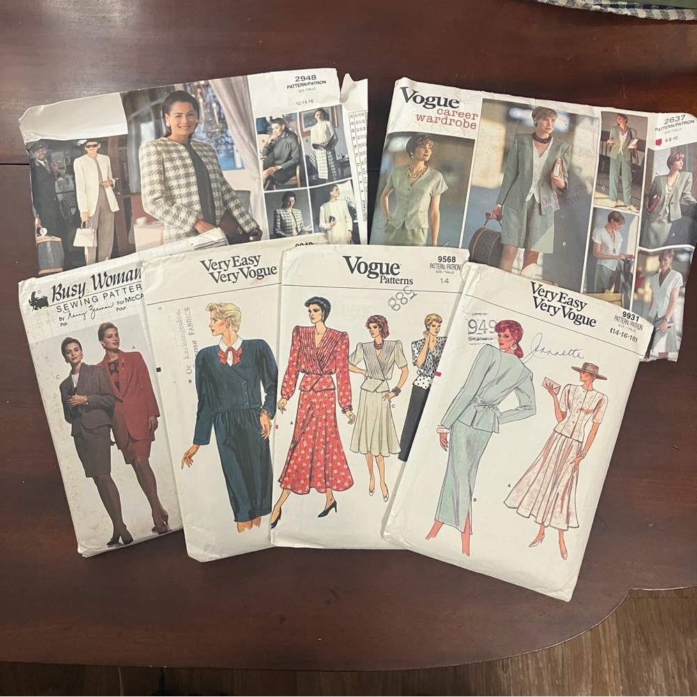 Lot of 6 Vintage Career / Outfit Sewing Patterns Vogue McCall’s 1980s-90s